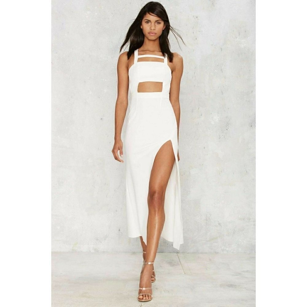 Nasty Gal Lioness Women's White Floral Cutout of Bounds Maxi Dress Size XL